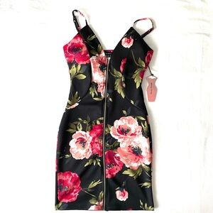 Haute Monde Pink Floral Bodycon Mini Dress